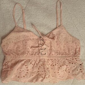 Aerie light pink eyelet top